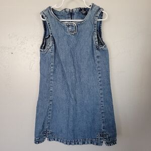 GAP Vintage Denim Dress Y2K Sleeveless Tank Little Girls Small 5/6 Blue Jean 90s